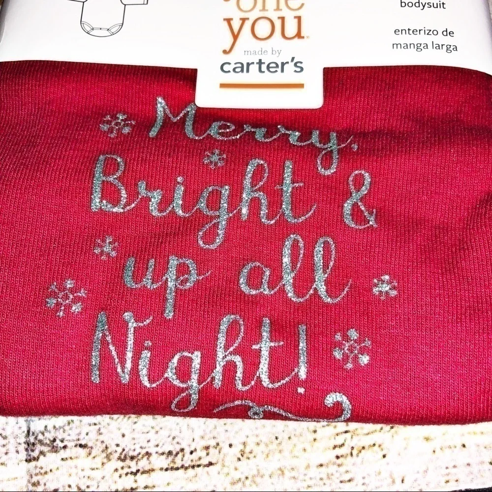 Carters Merry Bright & up all Night! Onesie Size 3M NWT